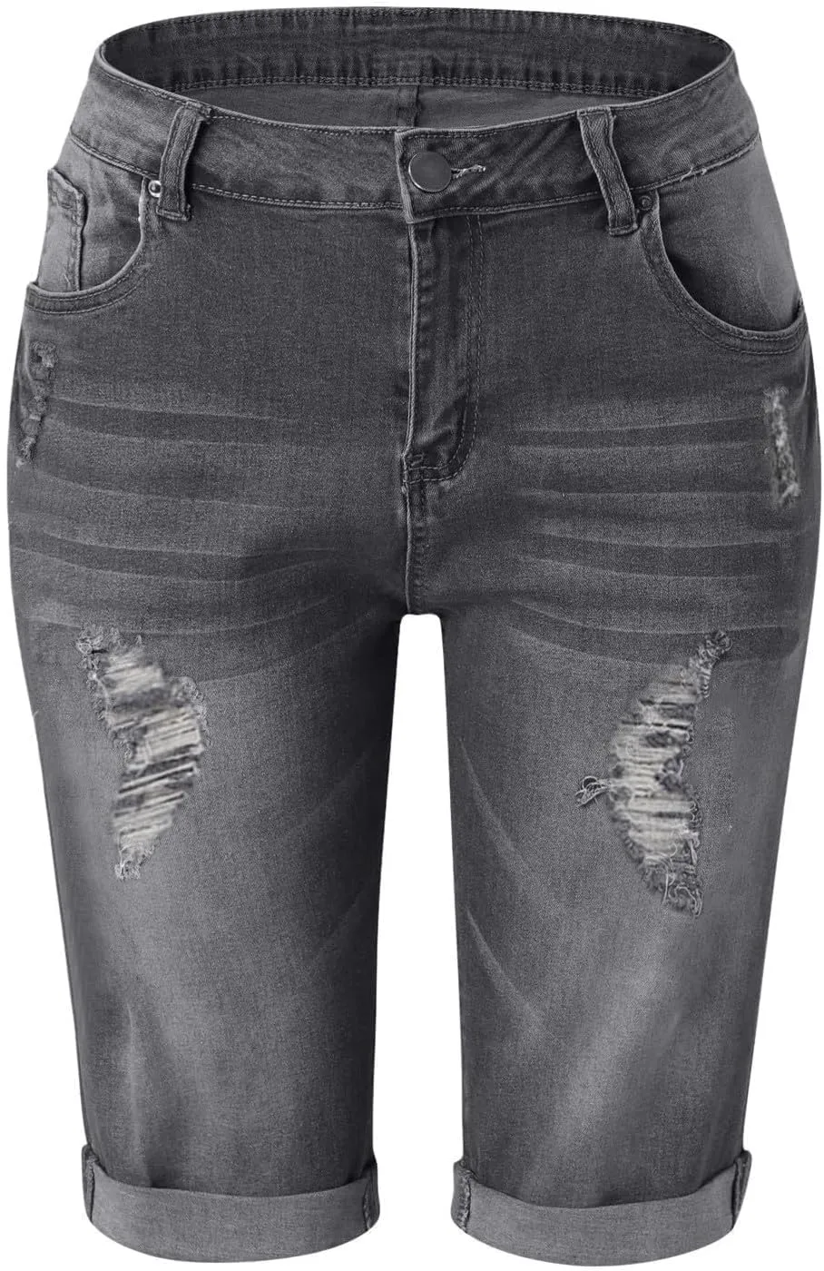 Women's High Waisted Denim Shorts Casual Ripped Summer Short Jeans Frayed Distressed Jeans Shorts Bermuda Biker Shorts