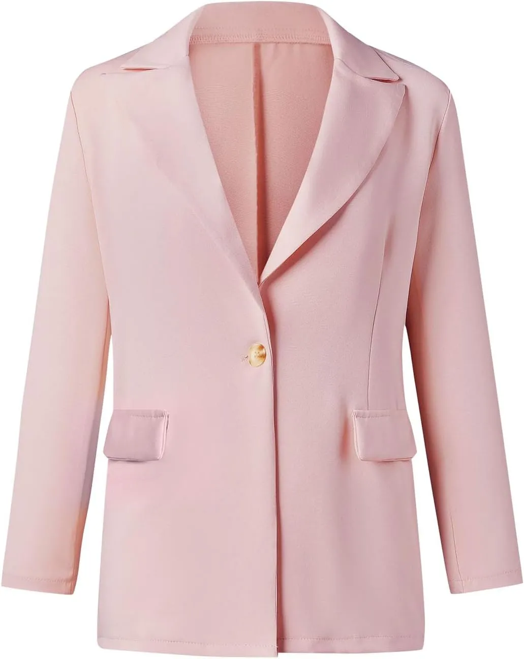 Xiaojmake Office Jackets for Women Fashion Long Sleeve Open Front Solid Blazers Suit Outerwear Button Work Coats with Pocket